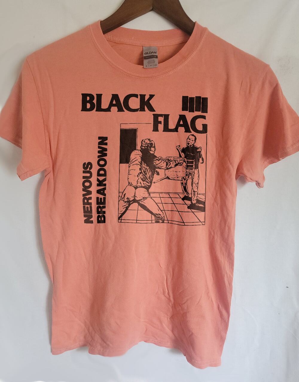 Black Flag band t shirt Size Small Coral Silk